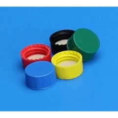 5360-09RB, 9mm Solid Top R.A.M. Ribbed Cap, Royal Blue Polypropylene, PTFE-F217 Lined, 1000 Per Case