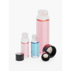 60812B-12, 12x35 33 exp Clear Glass Vials with Unattached Black Phenolic Caps, PTFE-faced/14B Liners, 200 pieces per case