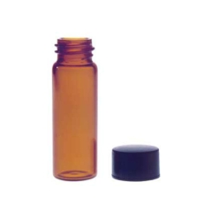 60912B-1, 15x45 Amber Glass Vials with Unattached Black Phenolic Caps, PTFE-faced/14B Liners, 200 pieces per case